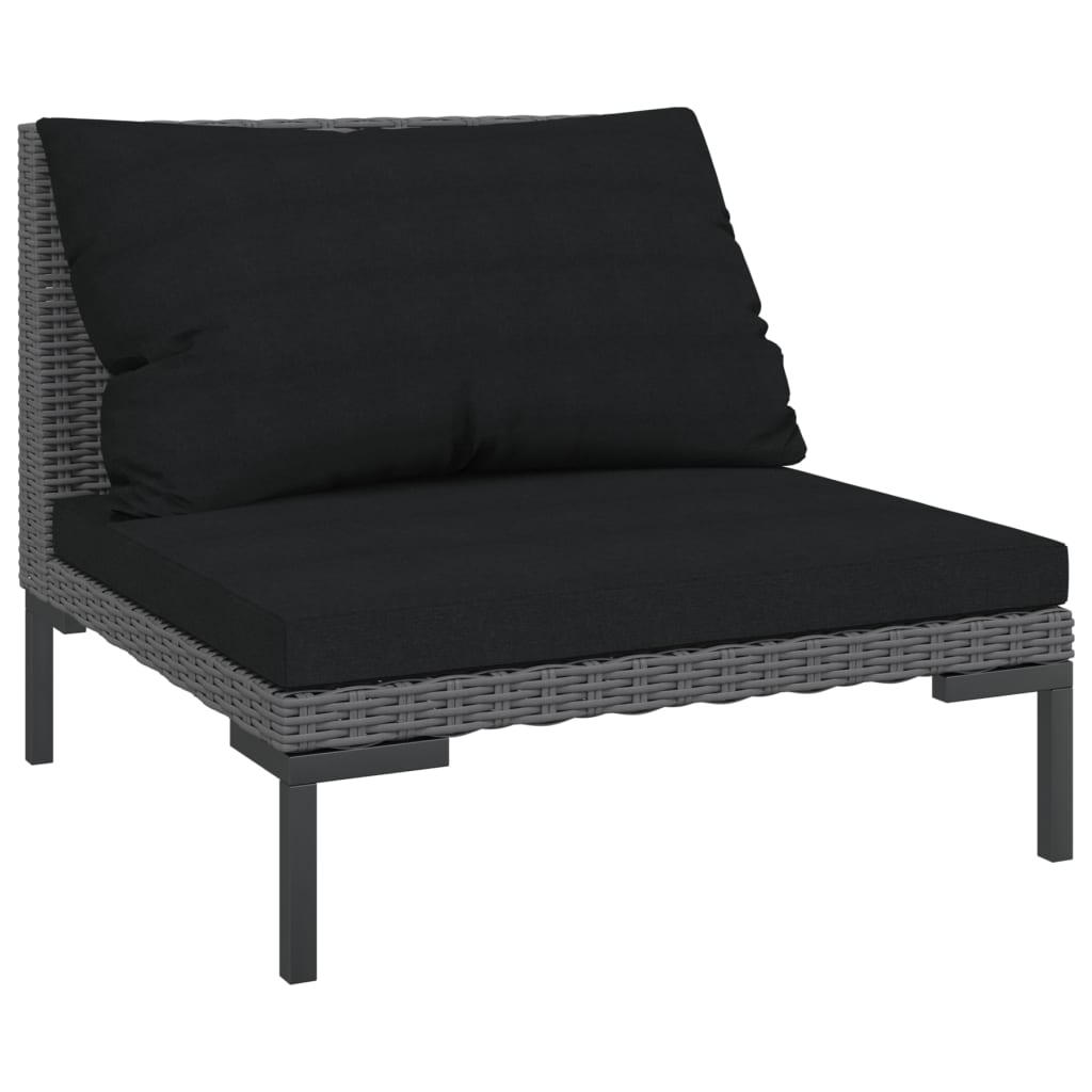 vidaXL 7 Piece Garden Lounge Set with Cushions Poly Rattan Dark Grey