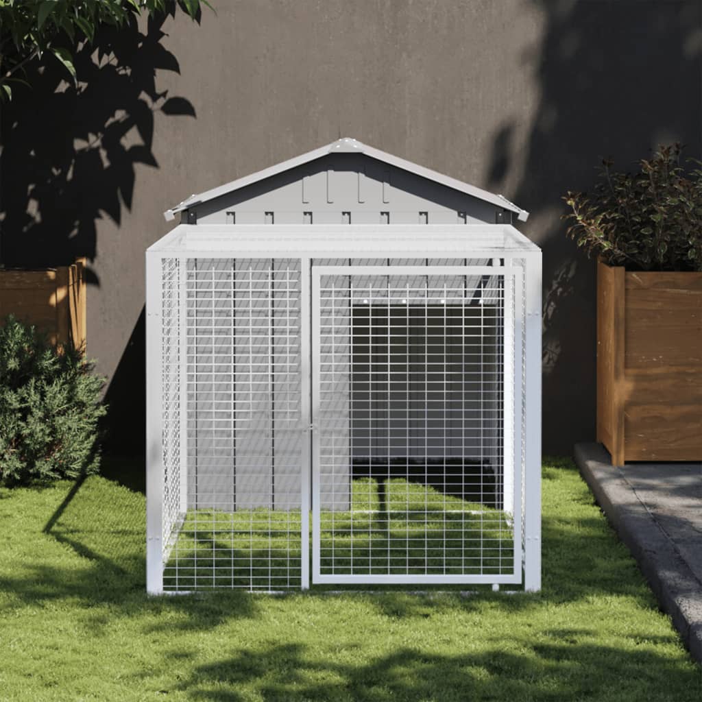 vidaXL Chicken Cage with Run Light Grey 117x201x123 cm Galvanised Steel