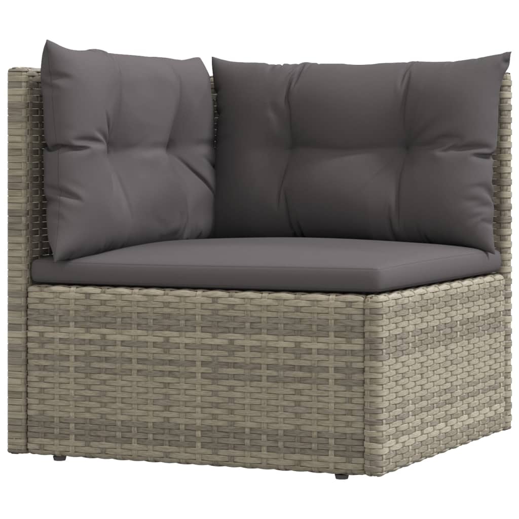 vidaXL 9 Piece Garden Lounge Set with Cushions Grey Poly Rattan