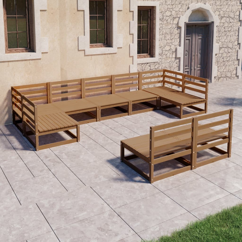 vidaXL 9 Piece Garden Lounge Set Solid Pinewood