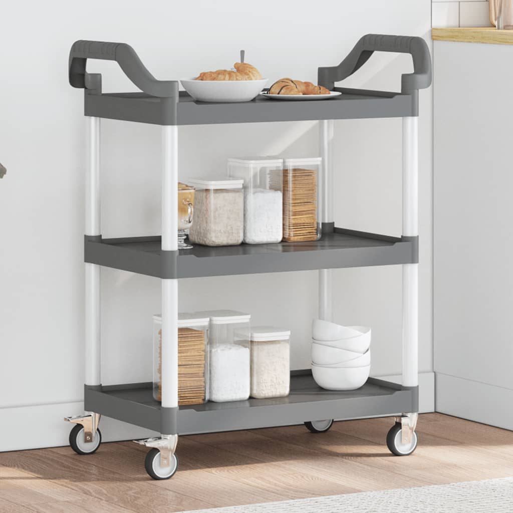 vidaXL 3-Tier Trolley Grey 81x41x92 cm Aluminium