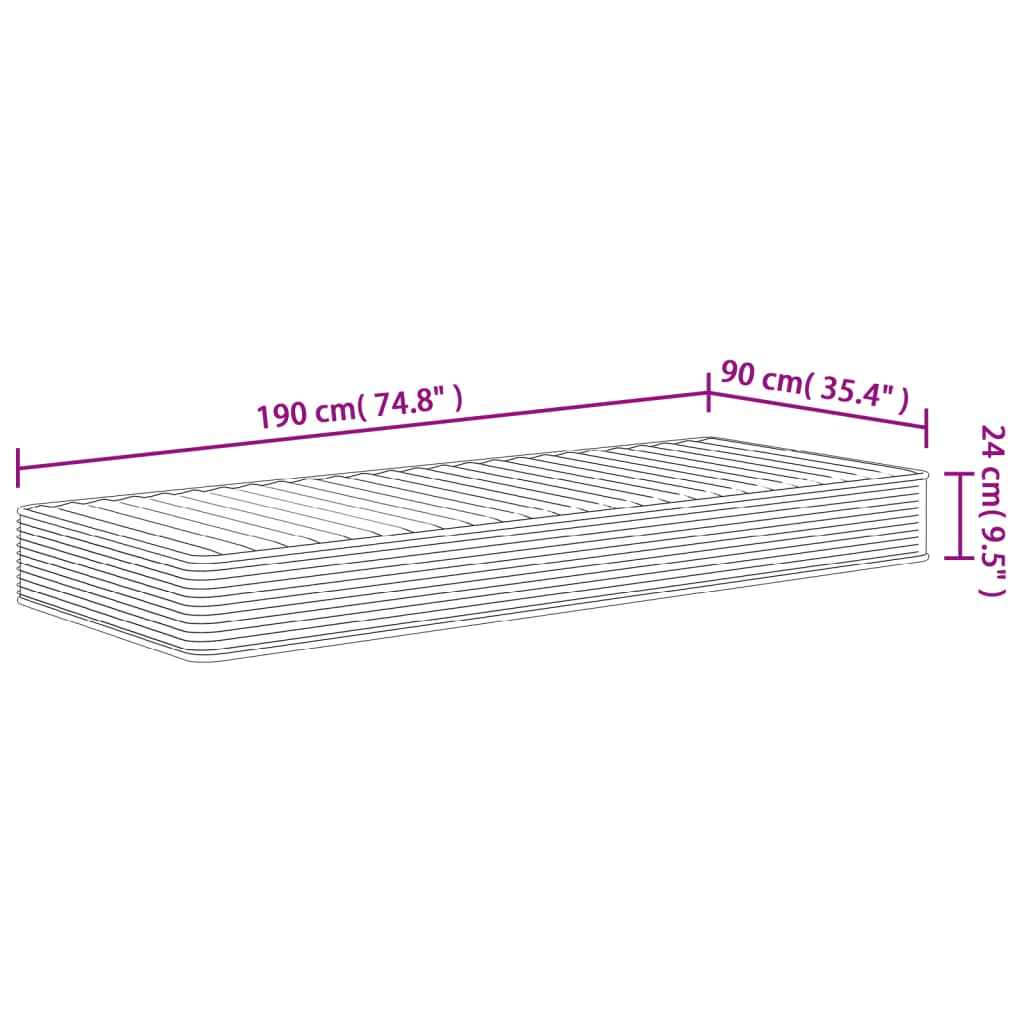 vidaXL Foam Mattress Medium Soft 90x190 cm Single Size