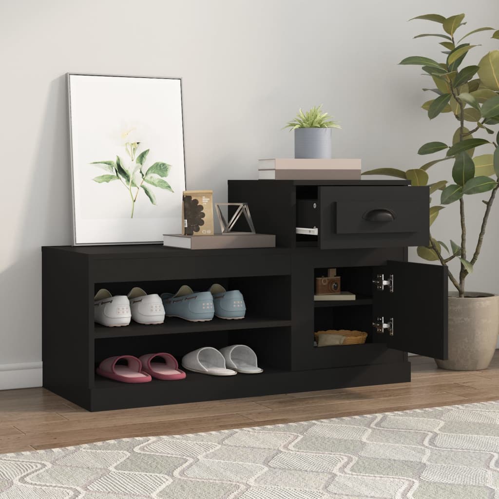 vidaXL Shoe Cabinet Black 100x42x60 cm Engineered Wood