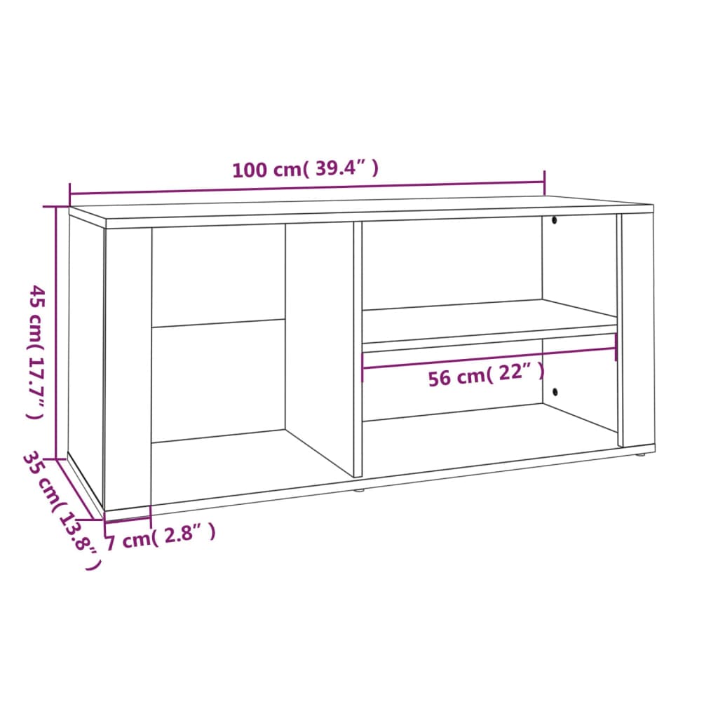 vidaXL Shoe Cabinet Black 100x35x45 cm Engineered Wood