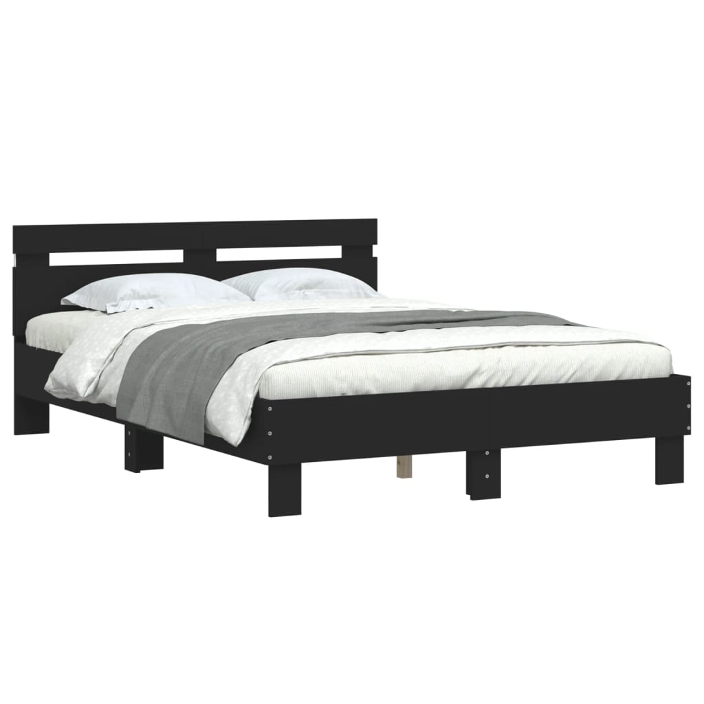 vidaXL Bed Frame with LED without Mattress Black 135x190 cm Double