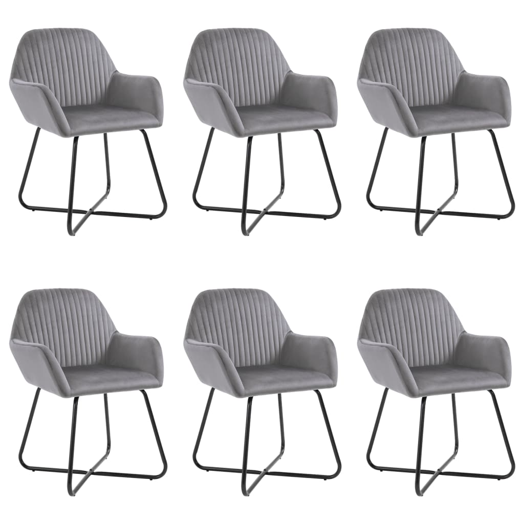 vidaXL Dining Chairs 6 pcs Grey Velvet