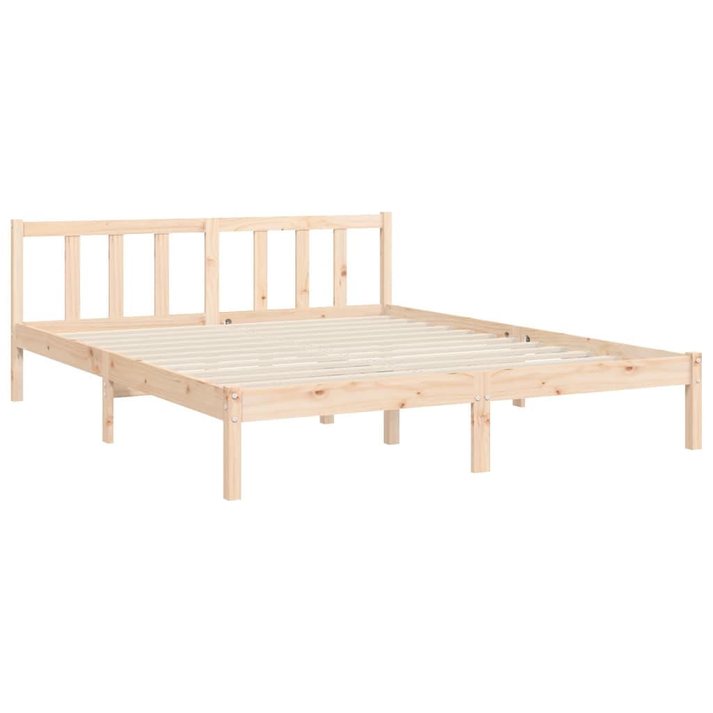 vidaXL Bed Frame with Headboard King Size Solid Wood