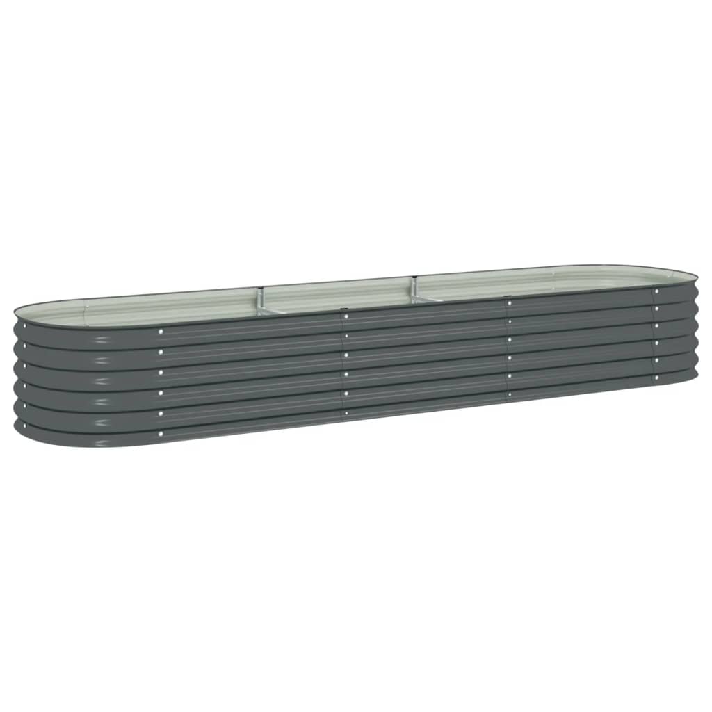 vidaXL Garden Raised Bed 320x80x44 cm Galvanised Steel Grey