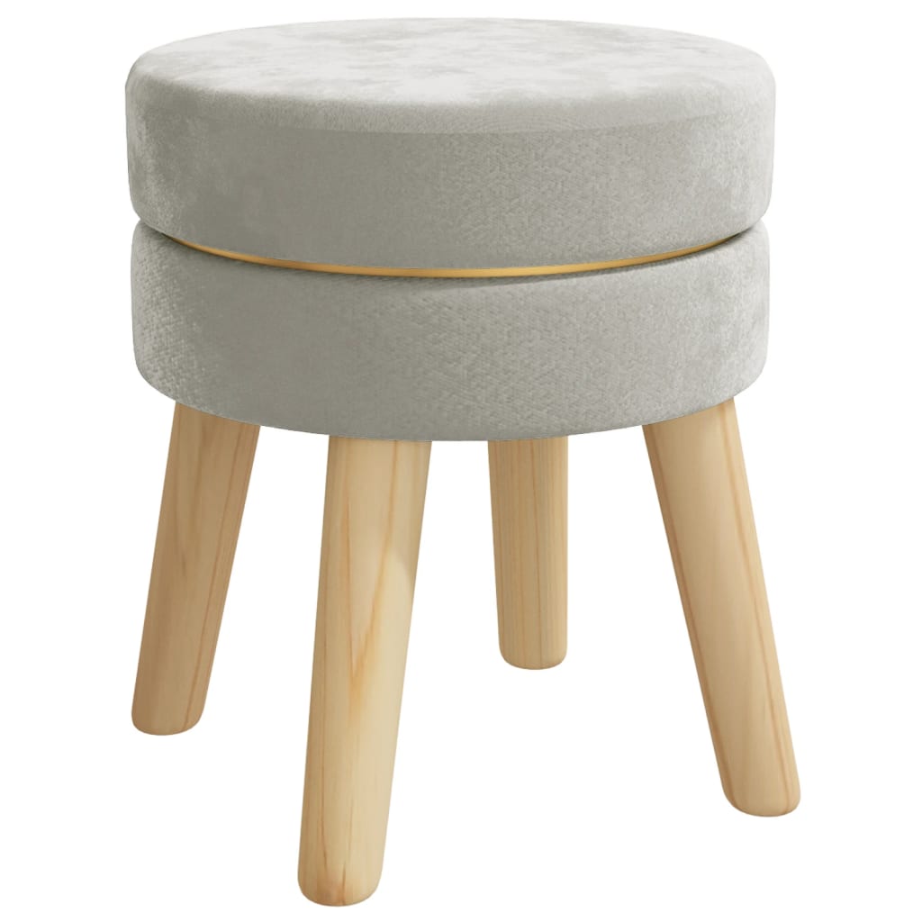 vidaXL Round Hocker Light Grey Velvet