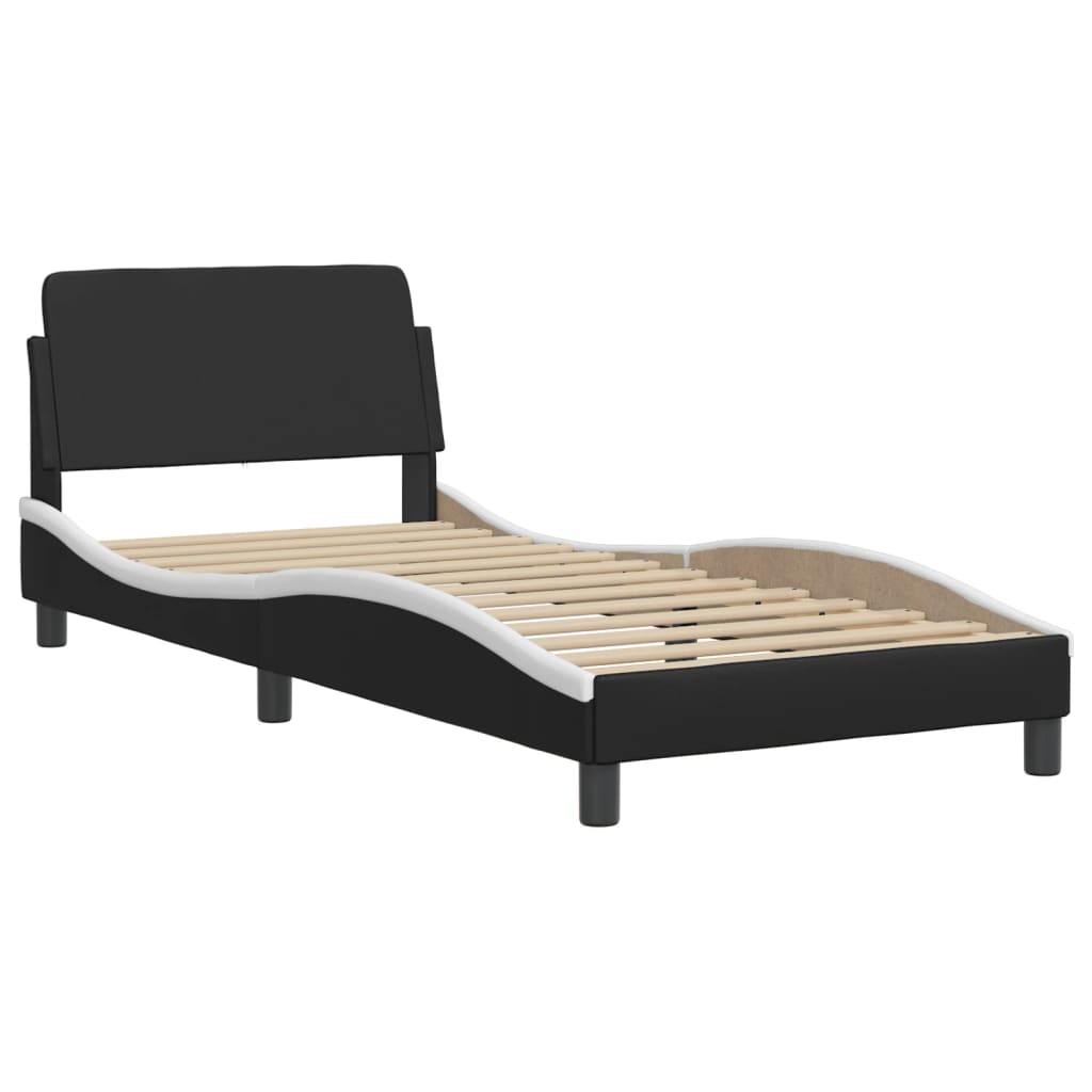 vidaXL Bed Frame with LED without Mattress Black and White 90x190 cm