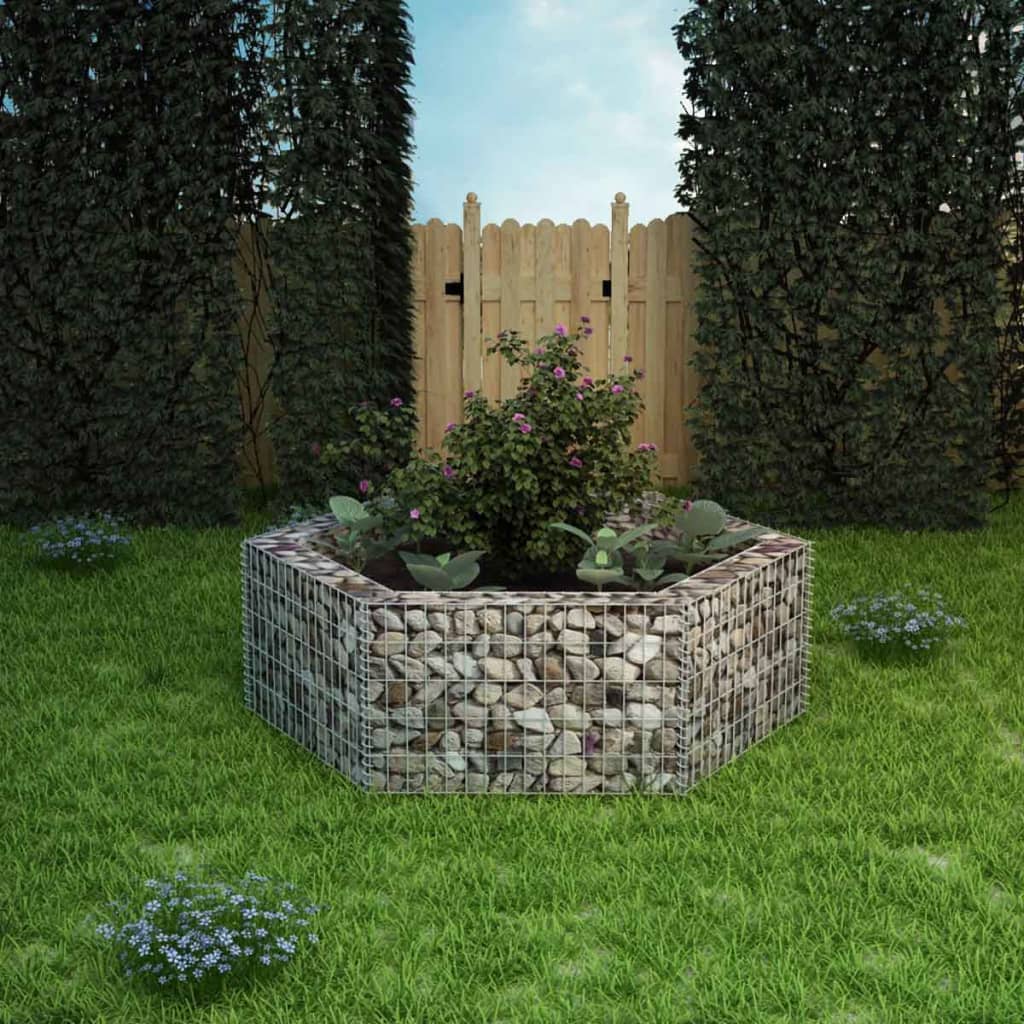 vidaXL Hexagonal Gabion Raised Bed 160x140x50 cm