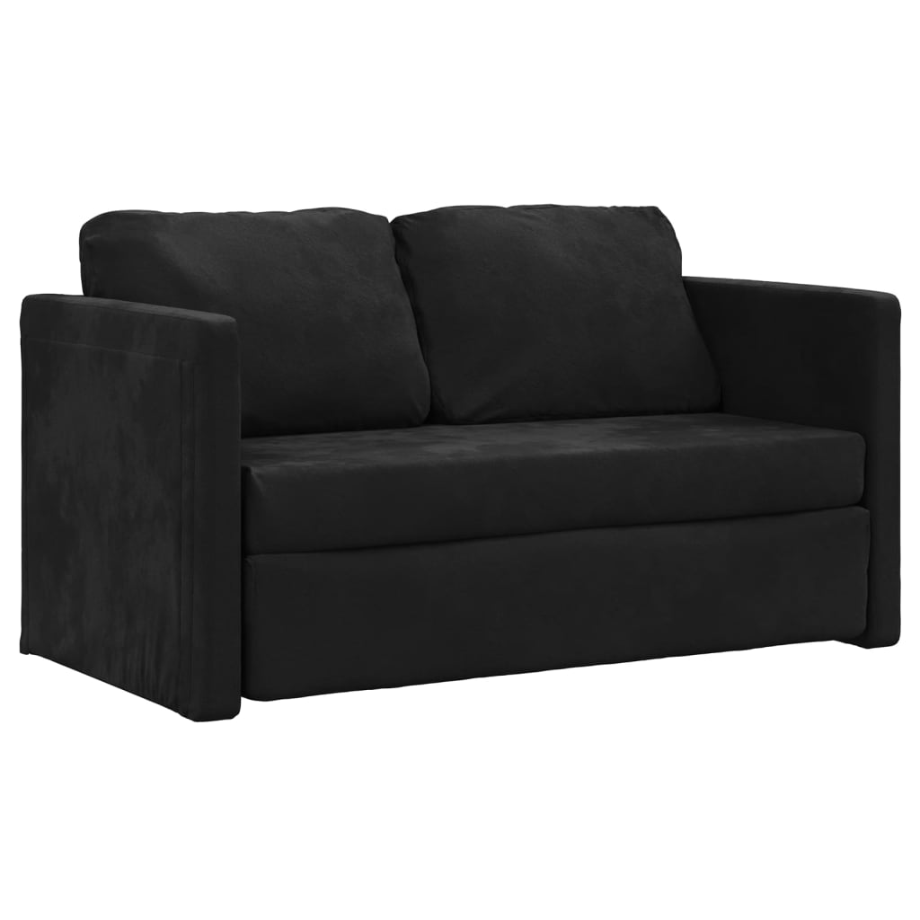 vidaXL Floor Sofa Bed 2-in-1 Black 122x204x55 cm Velvet