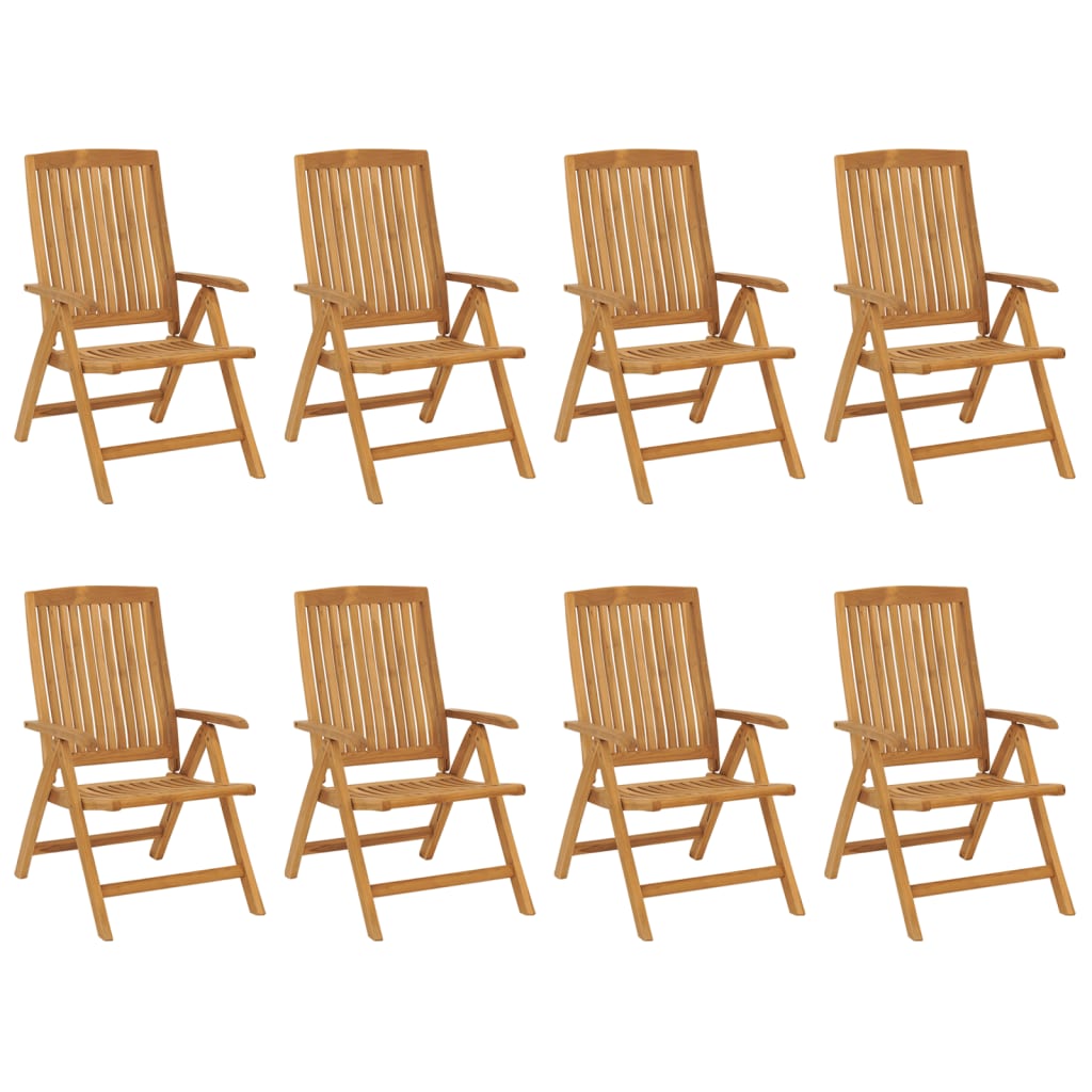 vidaXL Reclining Garden Chairs with Cushions 8 pcs Solid Wood Teak