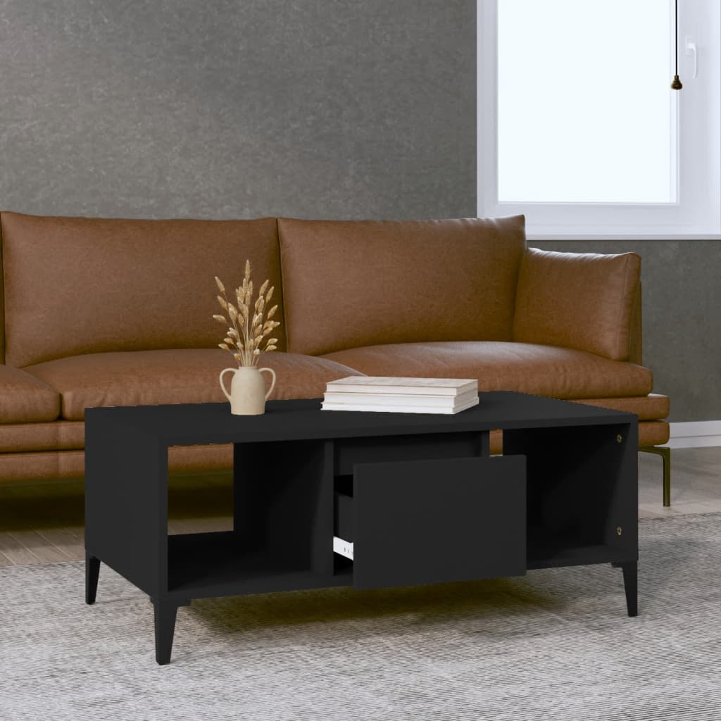 vidaXL Coffee Table Black 90x50x36.5 cm Engineered Wood