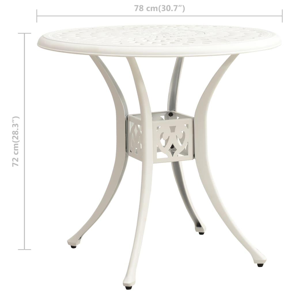 vidaXL Garden Table White 78x78x72 cm Cast Aluminium