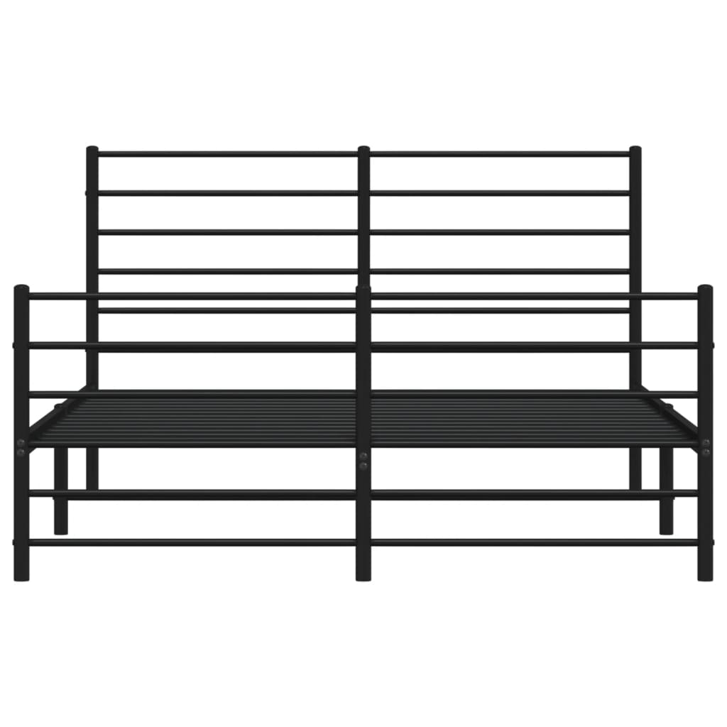 vidaXL Metal Bed Frame without Mattress with Footboard Black 135x190 cm Double