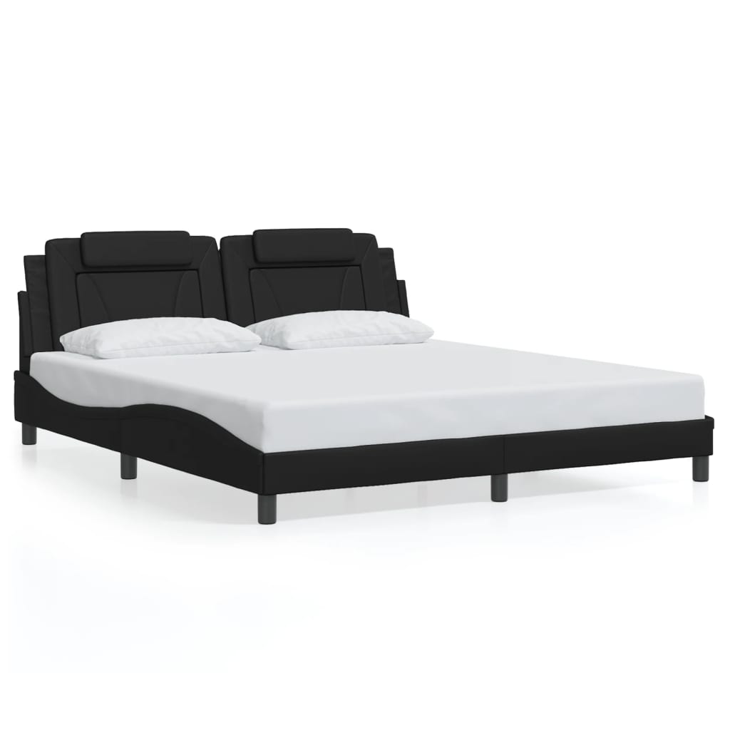 vidaXL Bed Frame with LED without Mattress Black 183x203 cm King