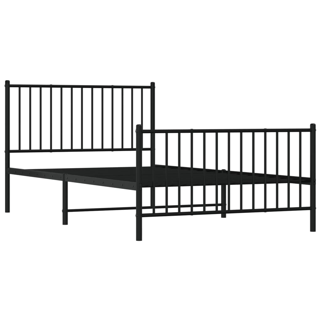 vidaXL Metal Bed Frame without Mattress with Footboard Black 107x203 cm