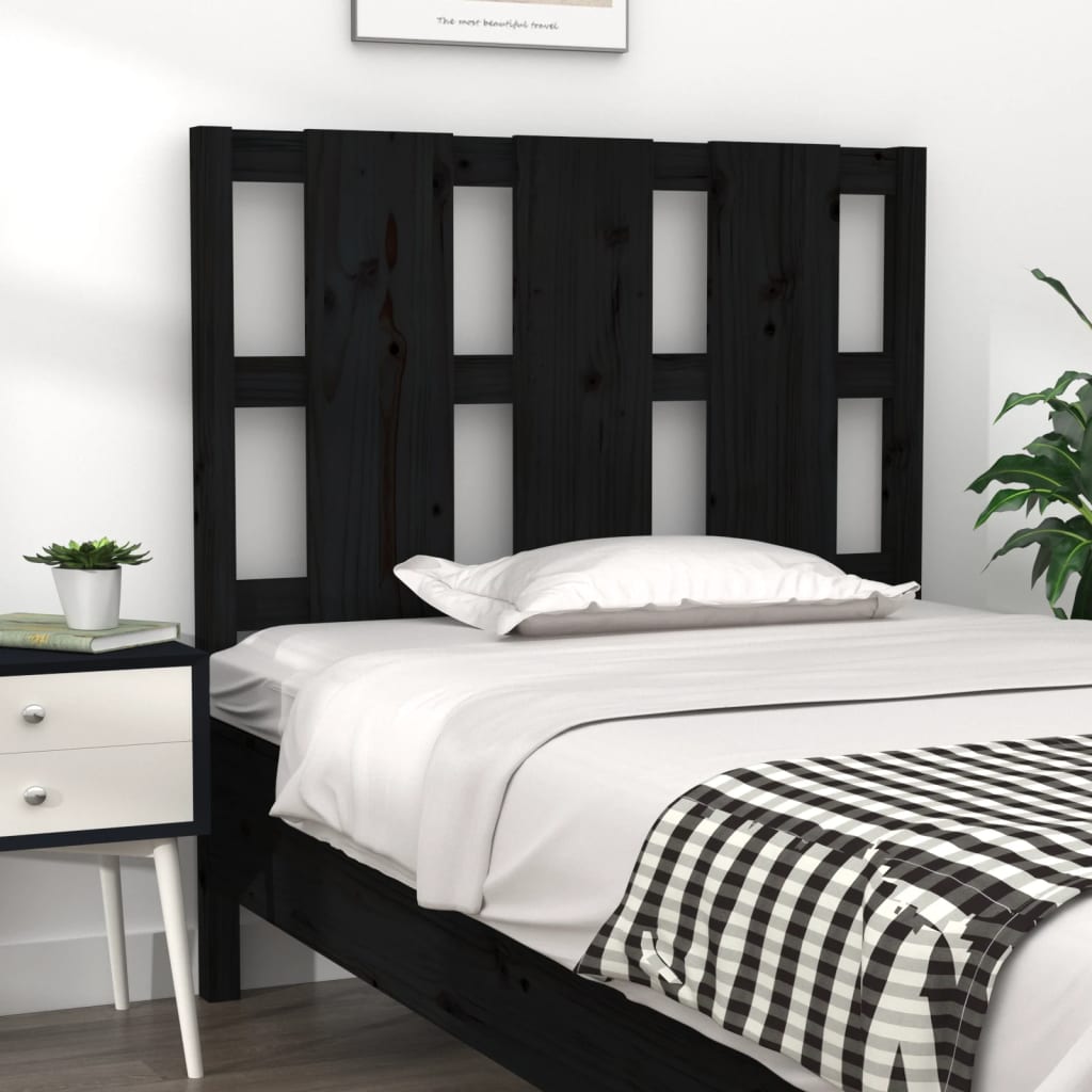 vidaXL Bed Headboard Black 95.5x4x100 cm Solid Wood Pine