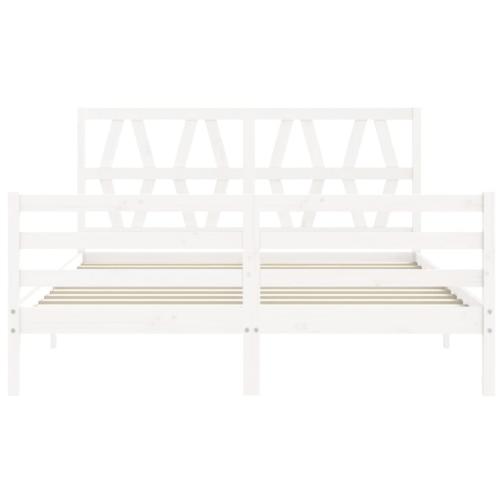 vidaXL Bed Frame without Mattress White King Size Solid Wood