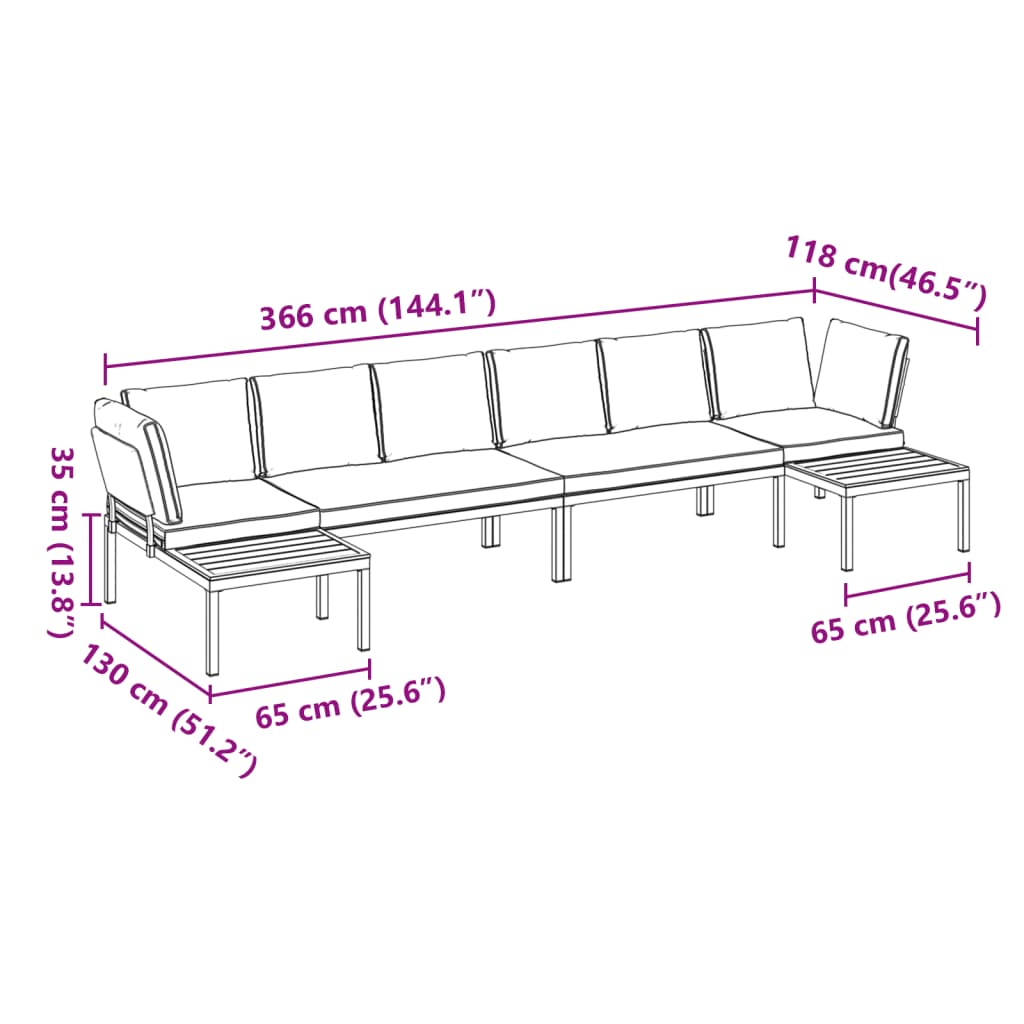 vidaXL 4 Piece Garden Sofa Set with Cushions Black Aluminium