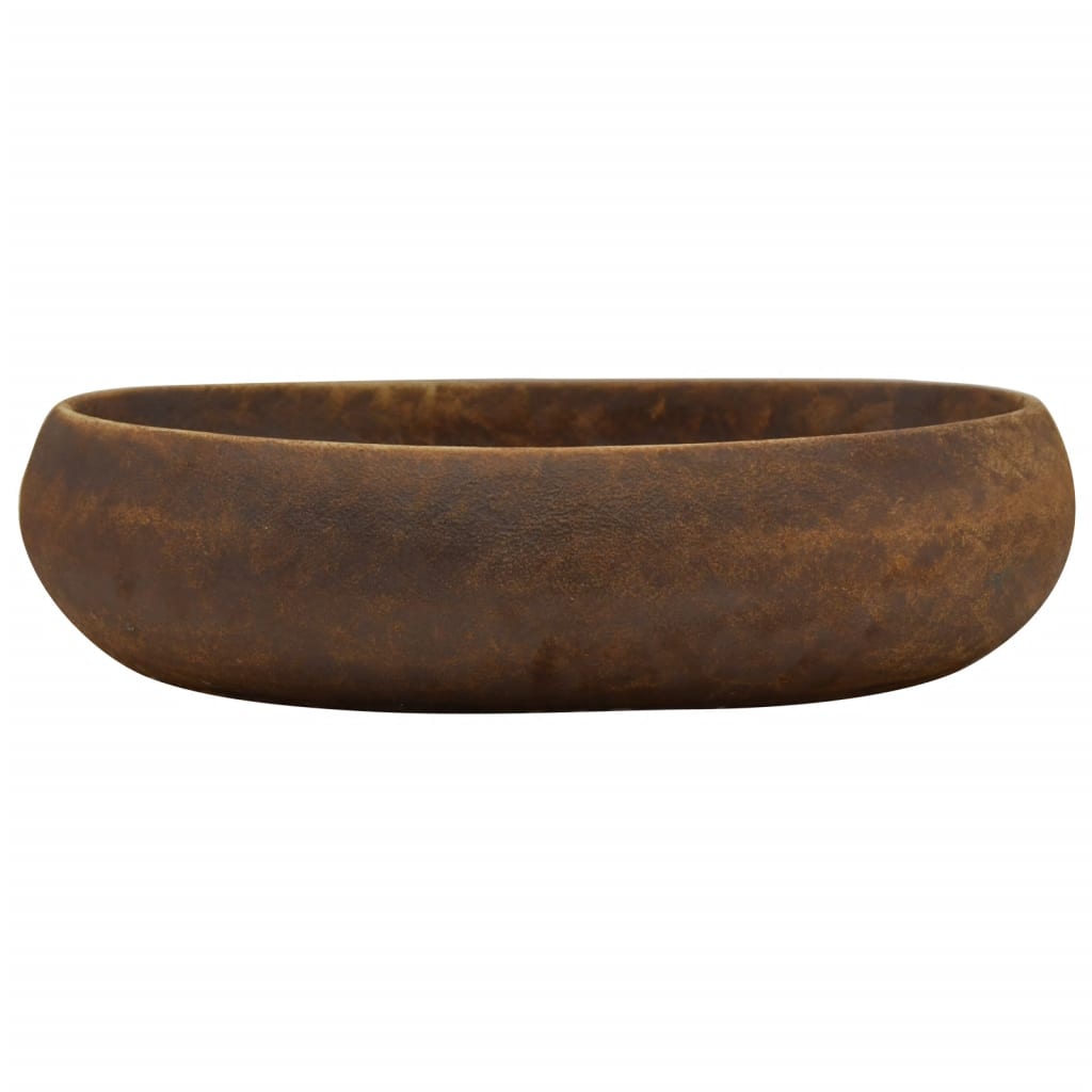 vidaXL Countertop Basin Brown Oval 59x40x15 cm Ceramic