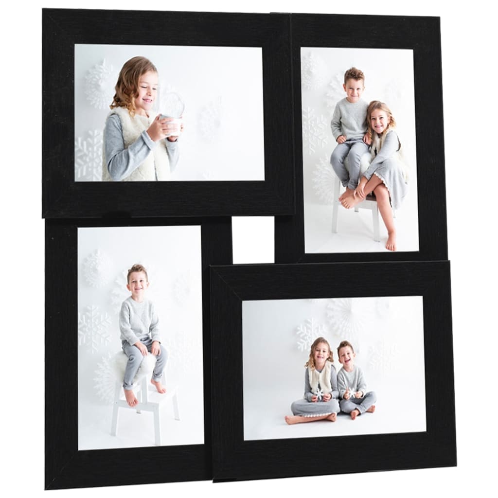 vidaXL Collage Photo Frame for 4x(10x15 cm) Picture Black MDF