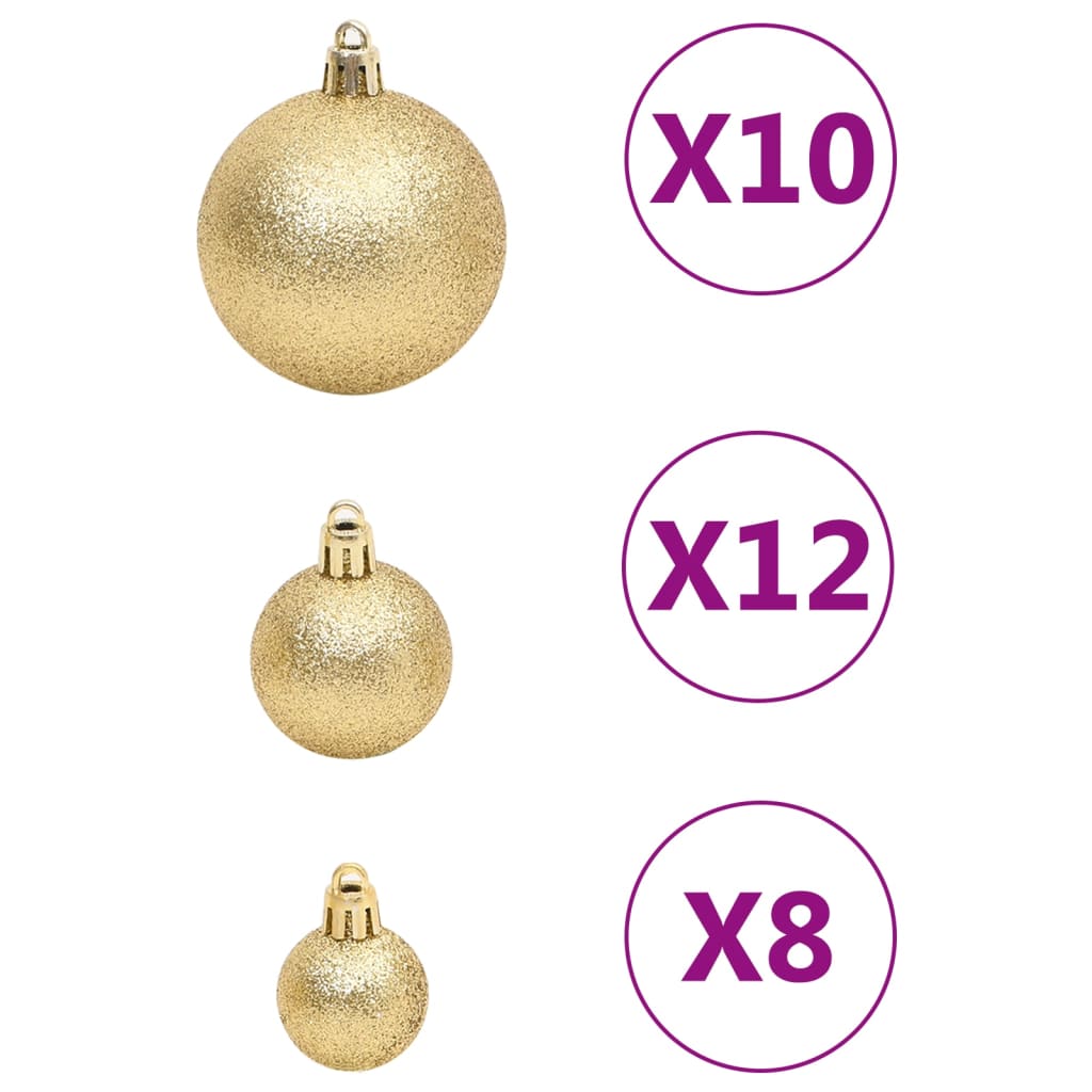 vidaXL 111 Piece Christmas Bauble Set Gold Polystyrene