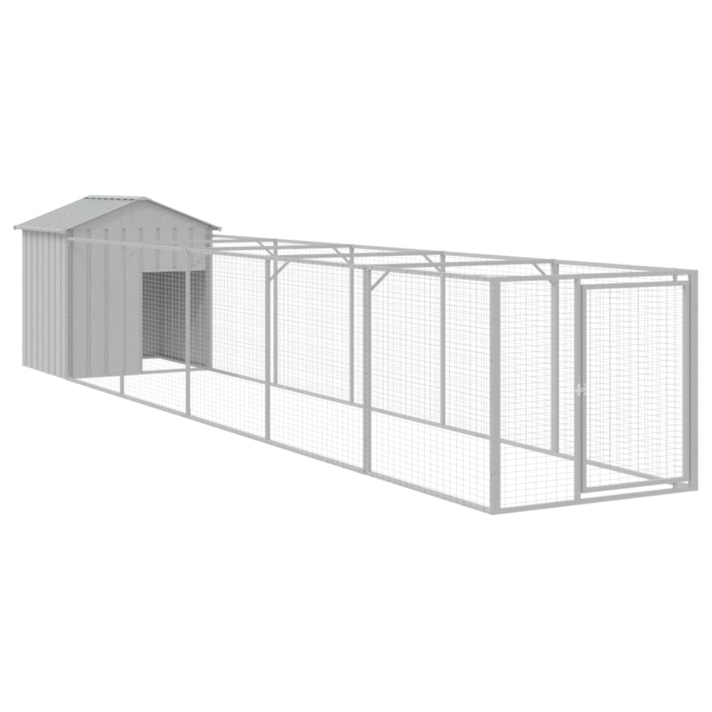 vidaXL Dog House with Roof Light Grey 117x609x123 cm Galvanised Steel