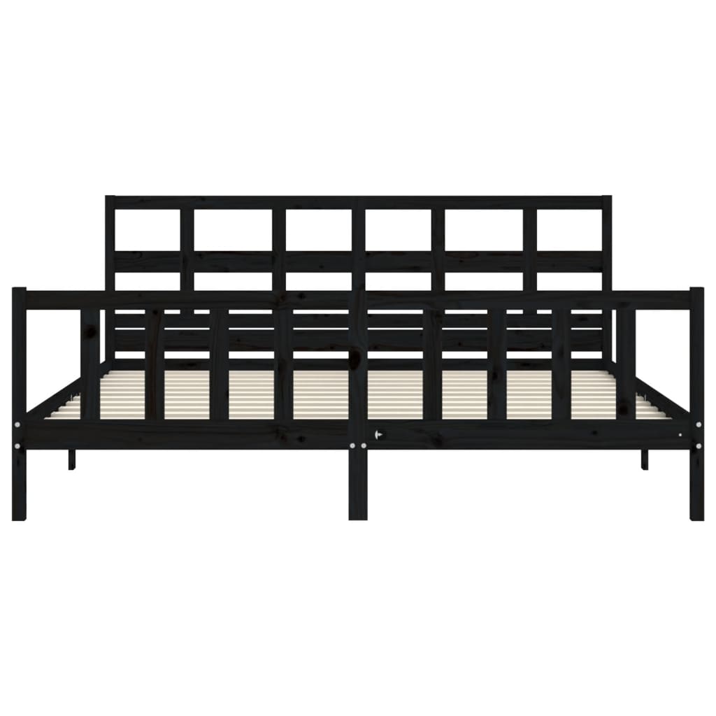 vidaXL Bed Frame without Mattress Black Super King Size Solid Wood Pine