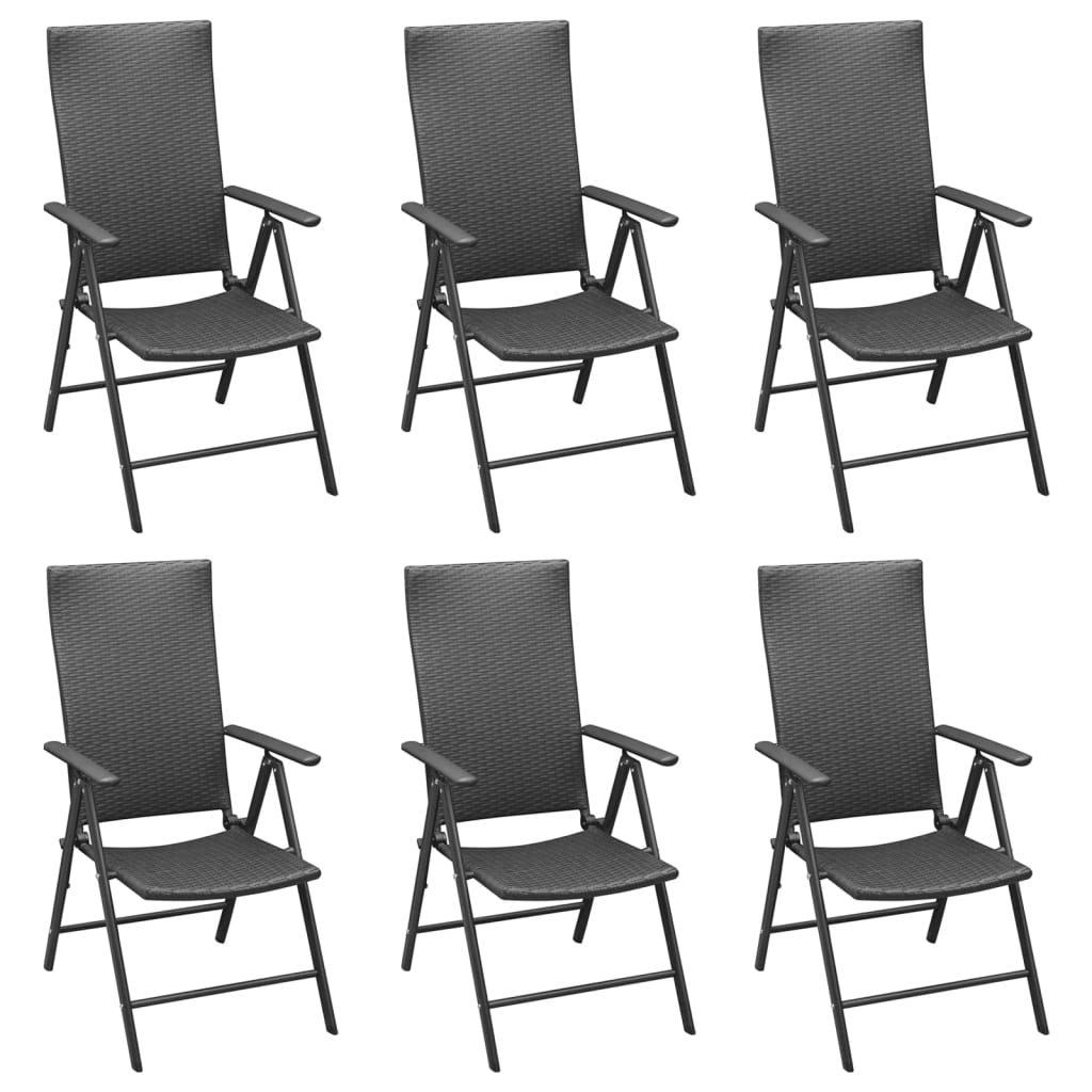 vidaXL 7 Piece Garden Dining Set Black Poly Rattan