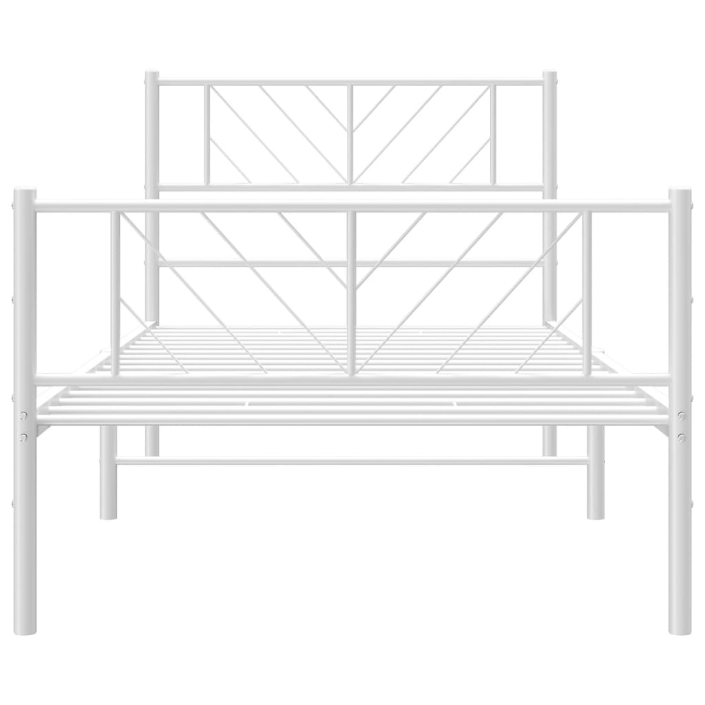 vidaXL Metal Bed Frame without Mattress with Footboard White 107x203 cm