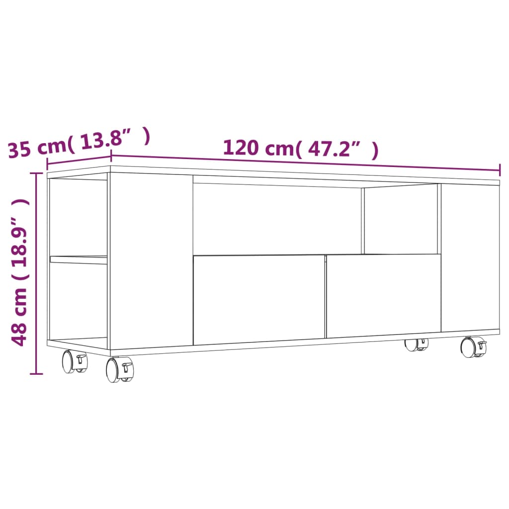 vidaXL TV Cabinet Black 120x35x48 cm Engineered Wood