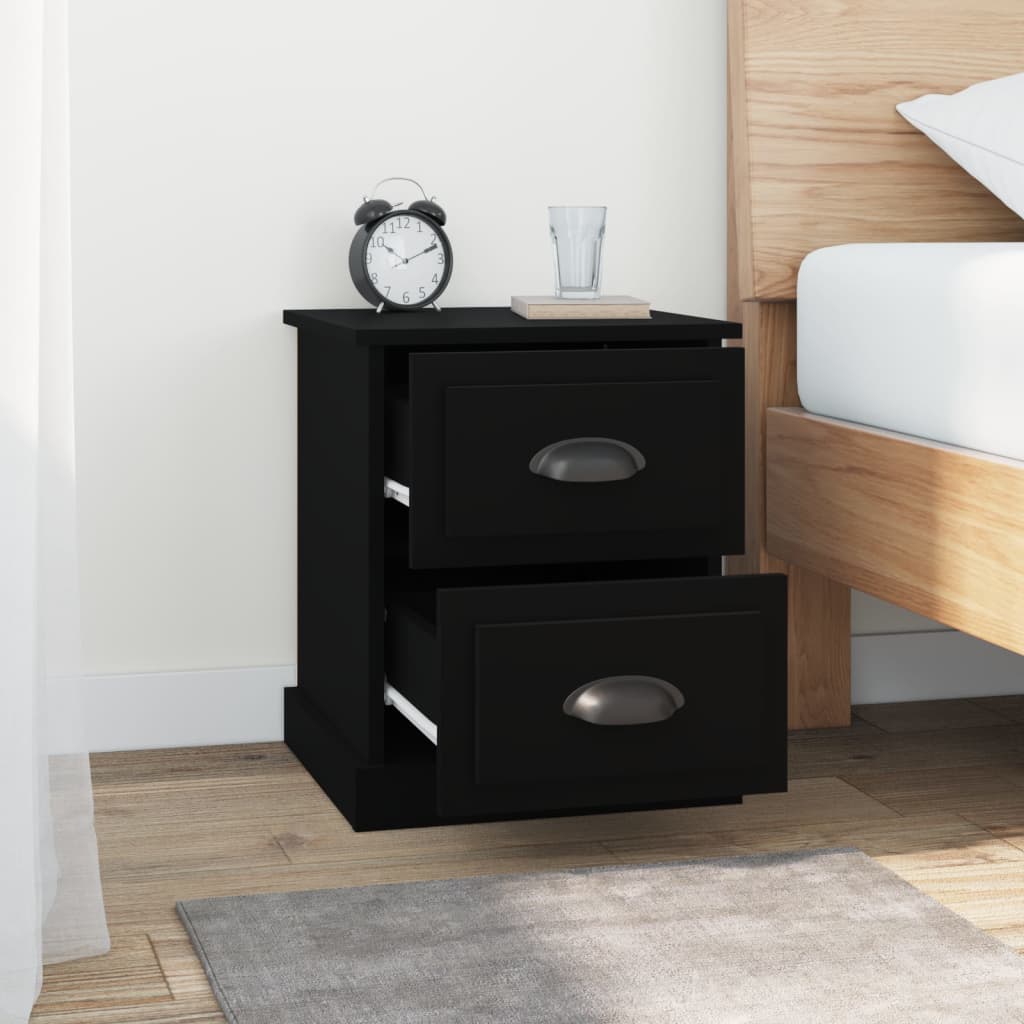 vidaXL Bedside Cabinet Black 39x39x47.5 cm Engineered Wood