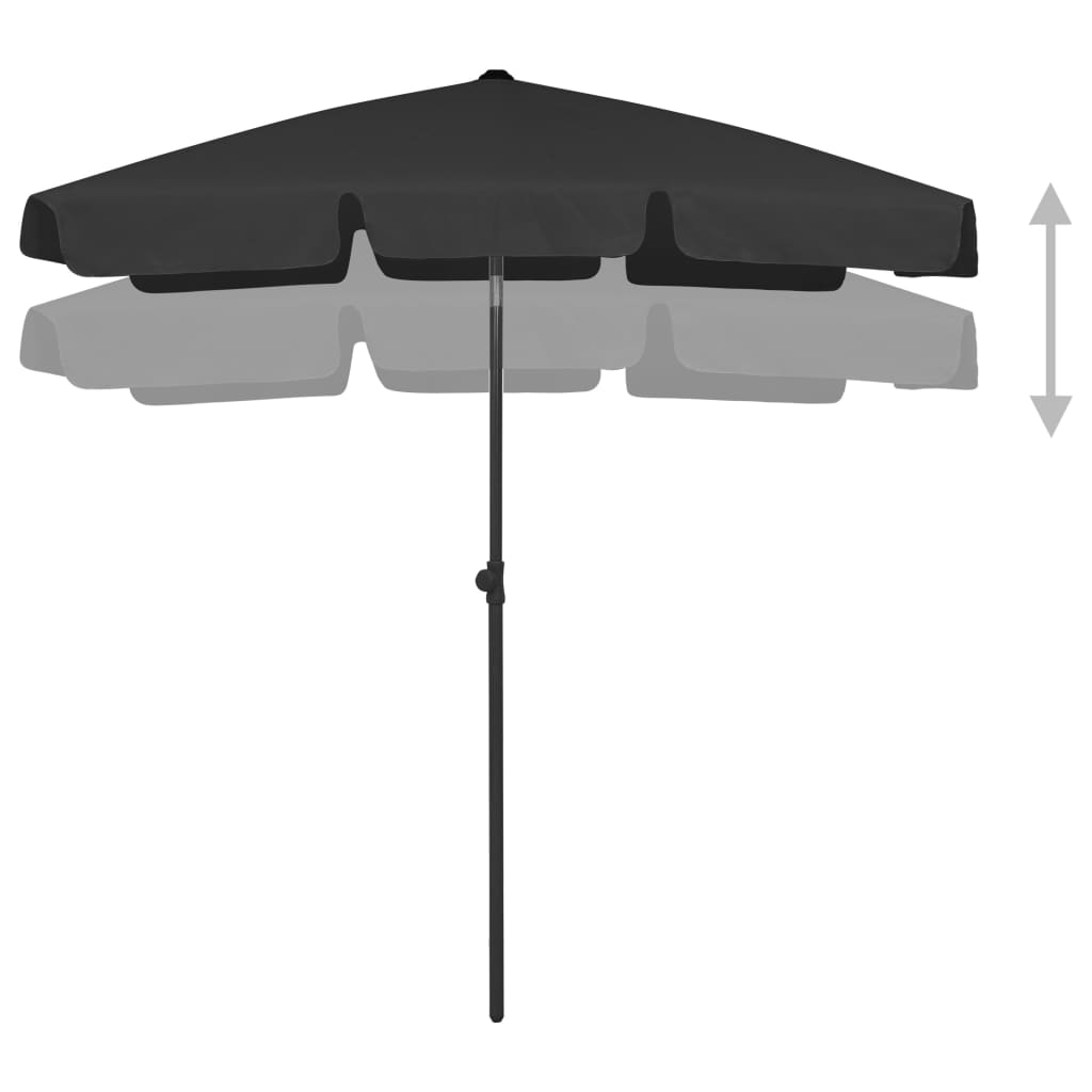 vidaXL Beach Parasol Black 180x120 cm