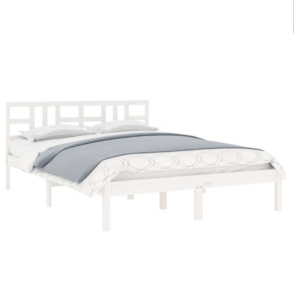 vidaXL Bed Frame without Mattress White 135x190 cm Double Solid Wood