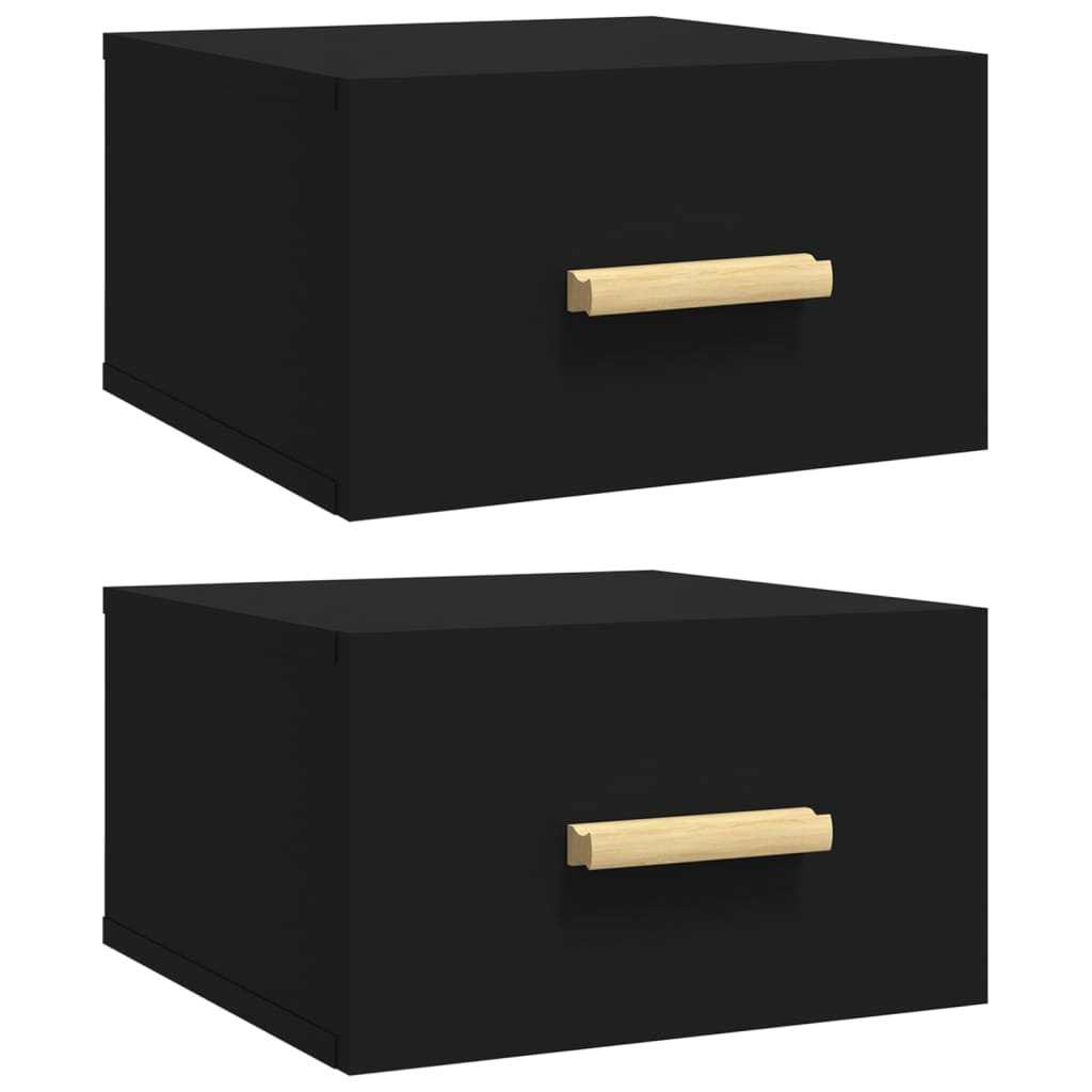 vidaXL Wall-mounted Bedside Cabinets 2 pcs Black 35x35x20 cm