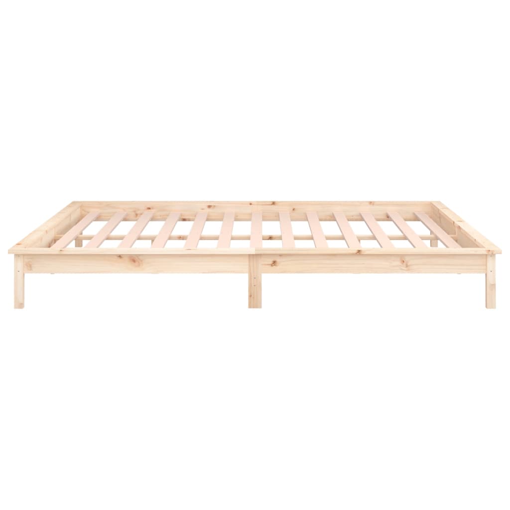 vidaXL LED Bed Frame without Mattress 135x190 cm Double Solid Wood