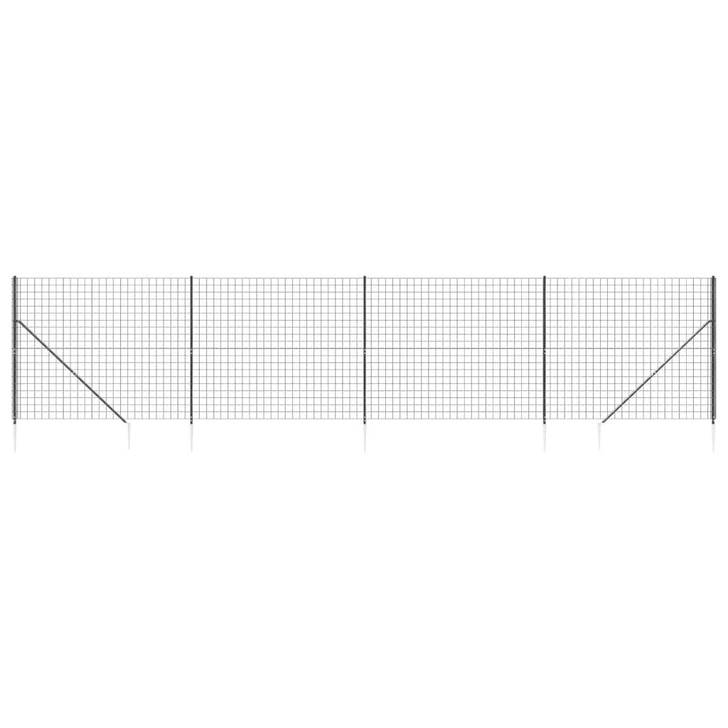 vidaXL Wire Mesh Fence with Spike Anchors Anthracite 1.6x10 m