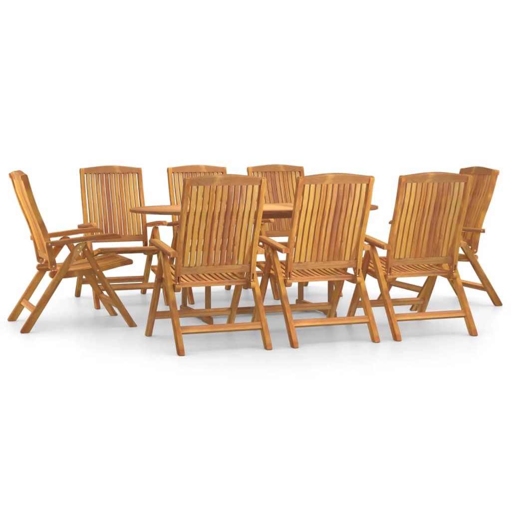 vidaXL 9 Piece Garden Dining Set Solid Wood Teak