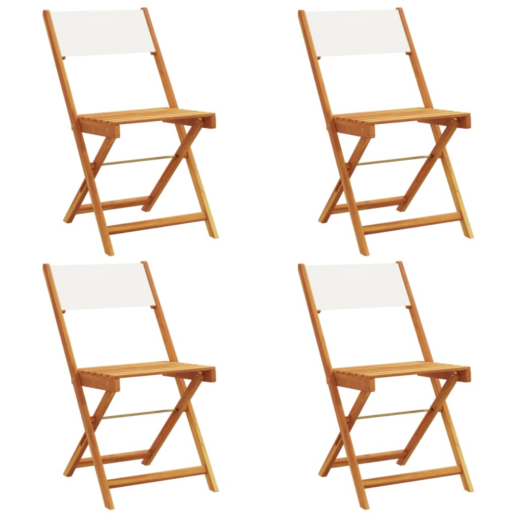 vidaXL Folding Garden Chairs 4 pcs Cream White Fabric and Solid Wood