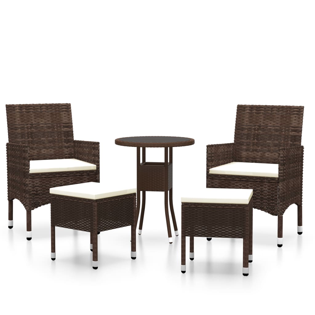 vidaXL 5 Piece Garden Lounge Set Poly Rattan Brown