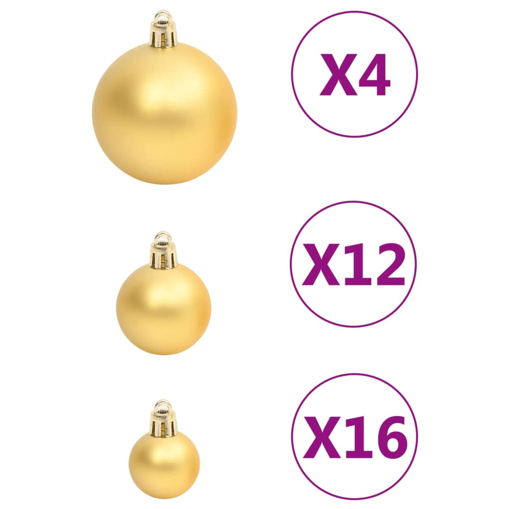 vidaXL 111 Piece Christmas Bauble Set Gold Polystyrene