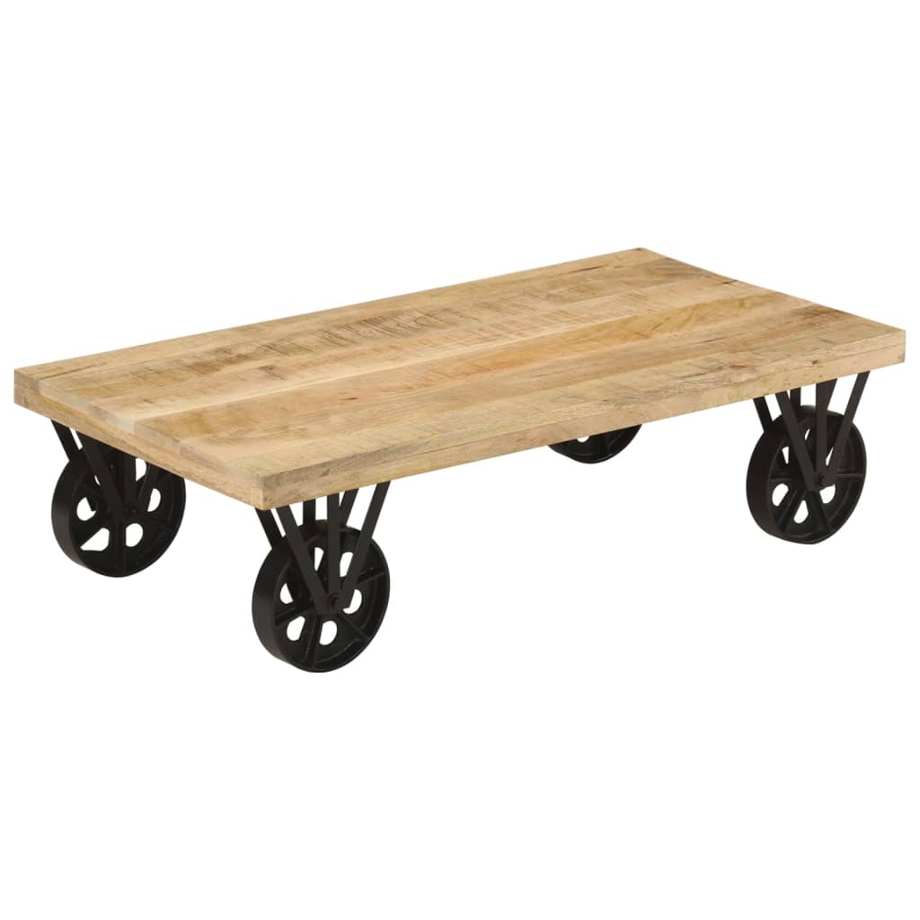 vidaXL Coffee Table with Wheels 110x55x29.5 cm Solid Wood Mango