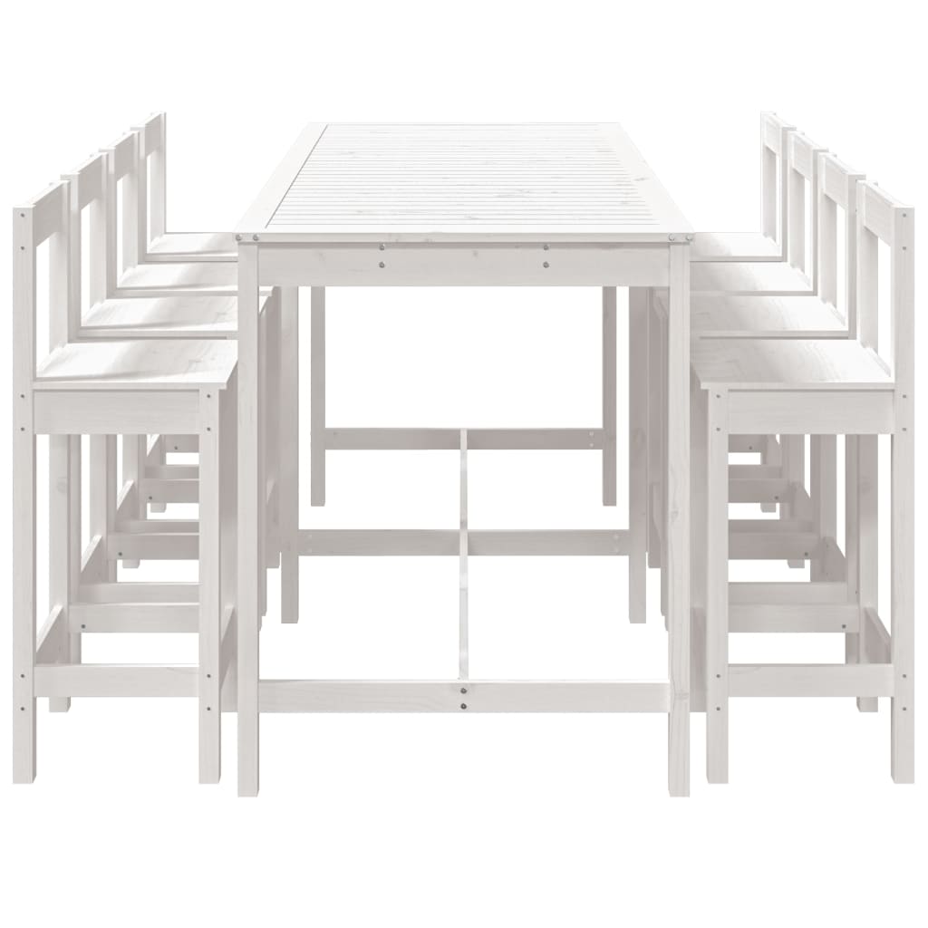 vidaXL 9 Piece Garden Bar Set White Solid Wood Pine