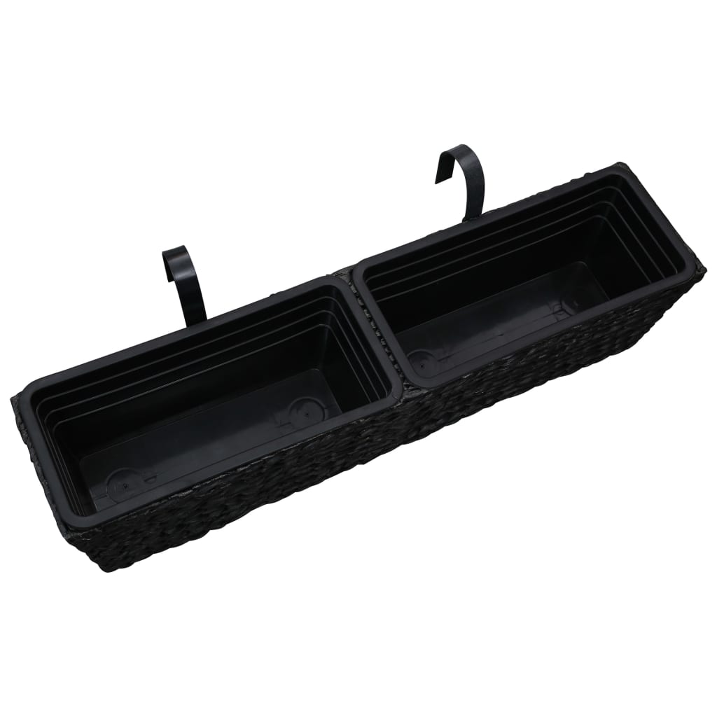 vidaXL Planters 2 pcs Water Hyacinth Black