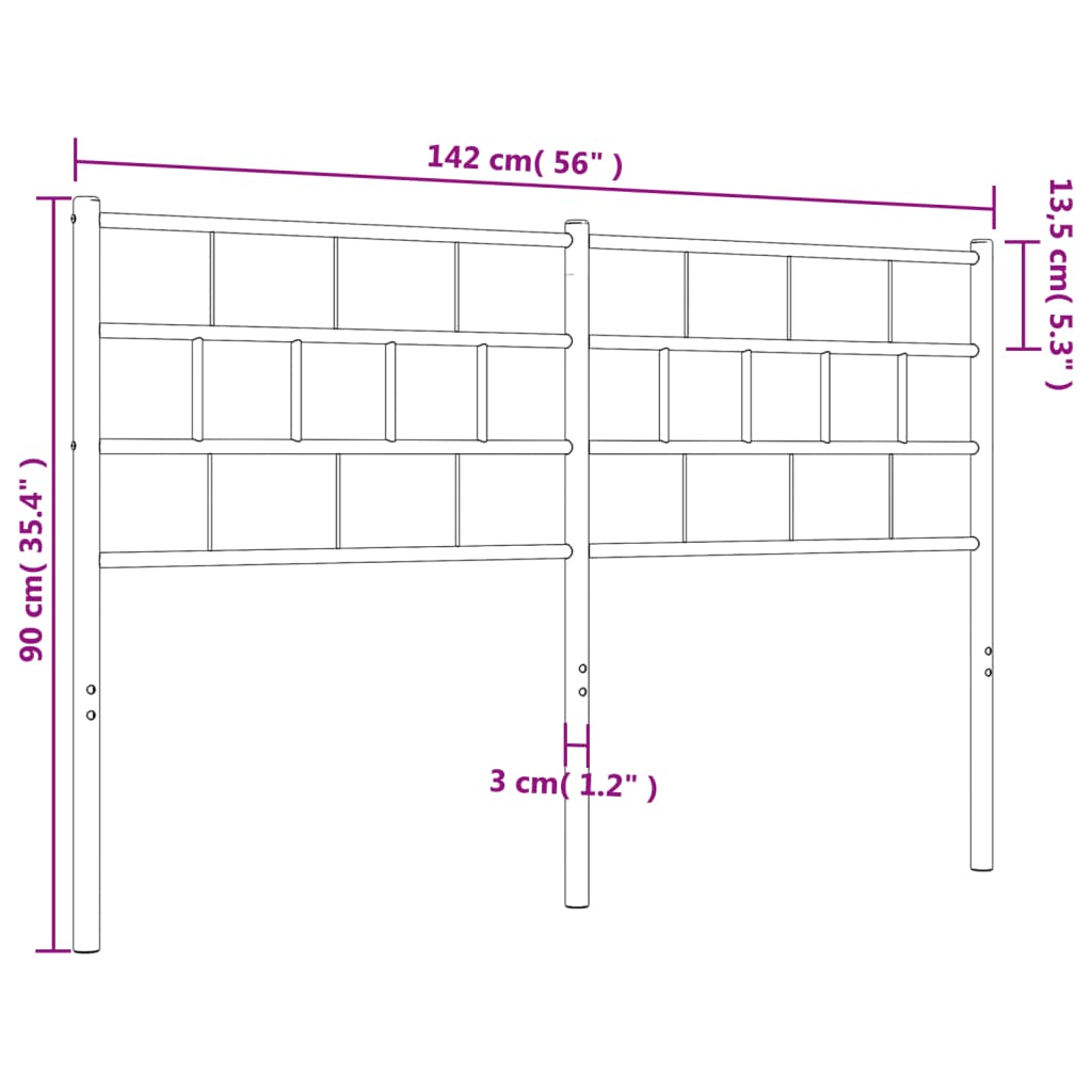 vidaXL Metal Headboard Black 135 cm