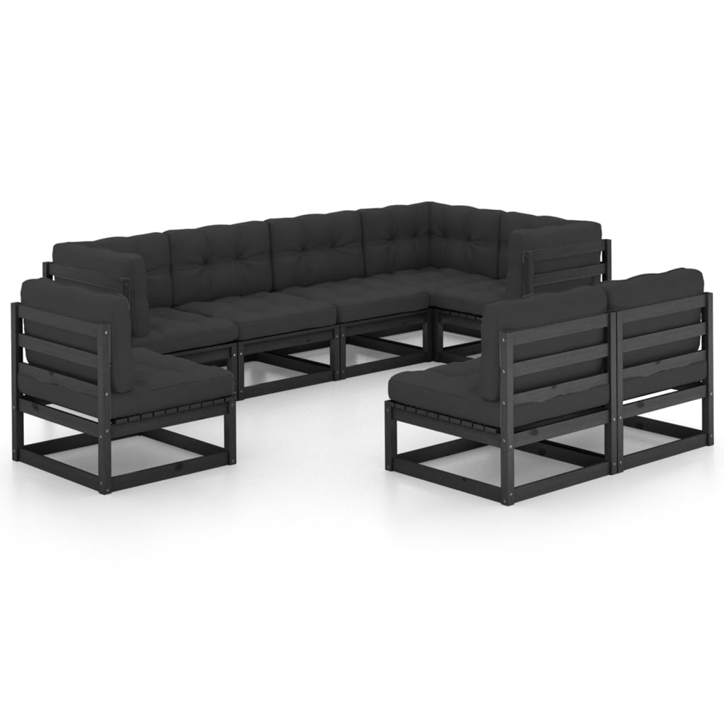 vidaXL 8 Piece Garden Lounge Set with Cushions Solid Pinewood