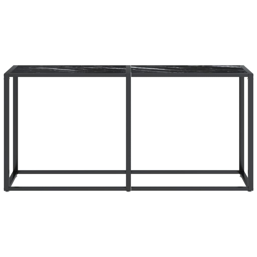 vidaXL Console Table Black Marble 160x35x75.5cm Tempered Glass