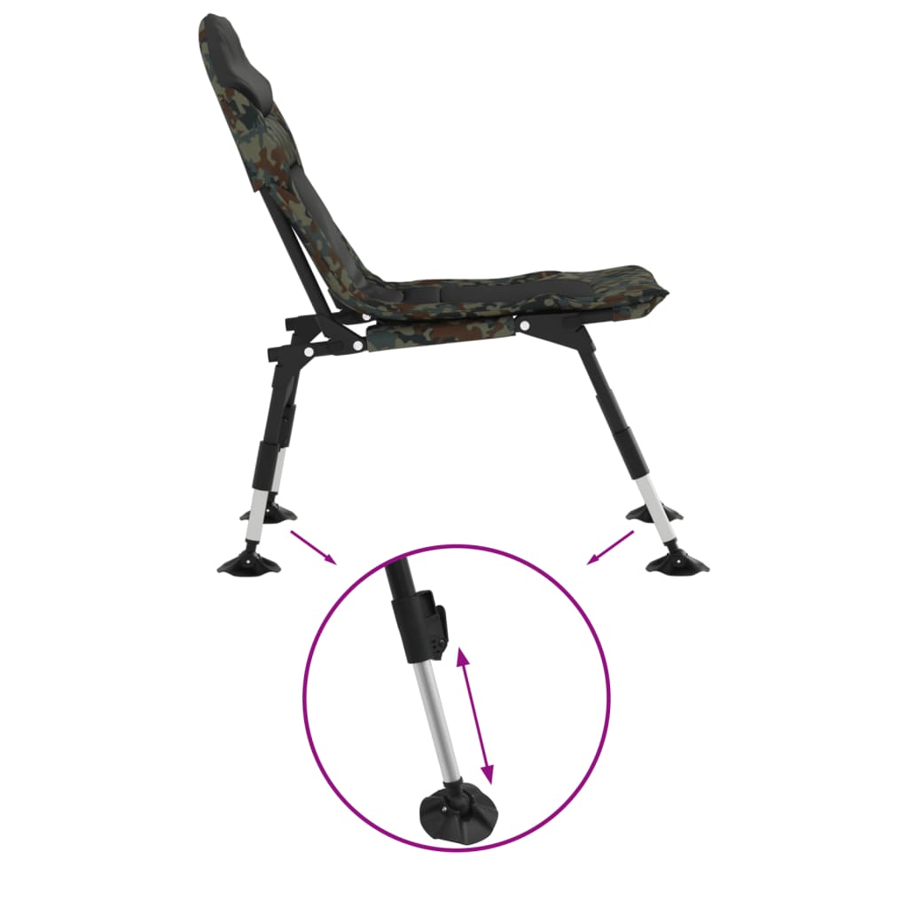 vidaXL Fishing Chair with Adjustable Mud Legs Foldable Camouflage